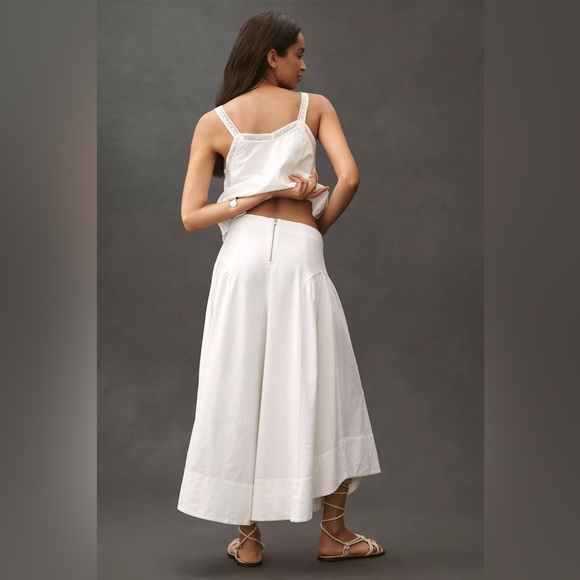By Anthropologie White Linen Extended Waist Pants - Picture 4 of 11